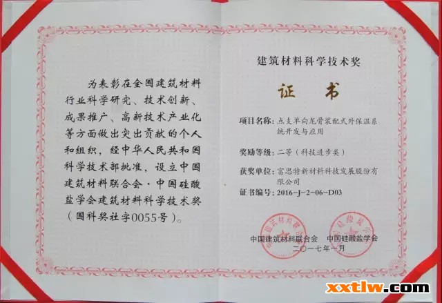 富思特榮獲建筑材料科學(xué)技術(shù)獎(jiǎng)