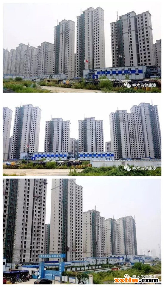 啄木鳥漆中標(biāo)秦鐵佳園外墻仿石漆工程